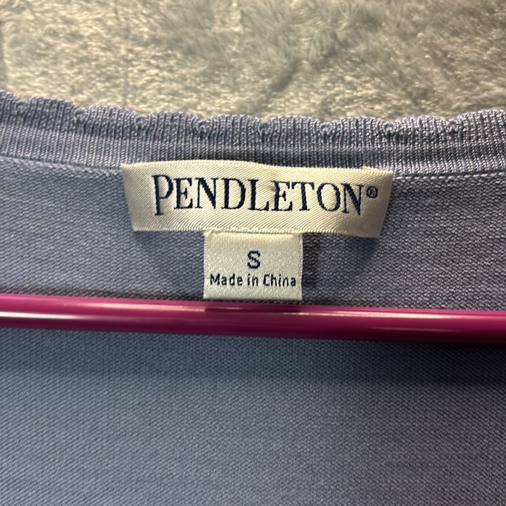 Pendleton Blue Button Front Cardigan Sweater Scal… - image 2